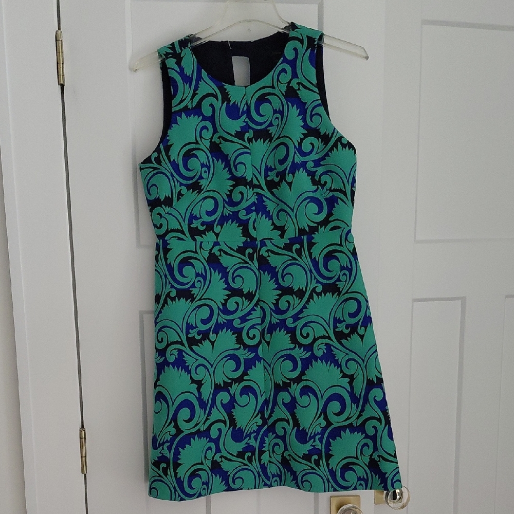 J. Crew Vibrant Green and Blue Mini Dress